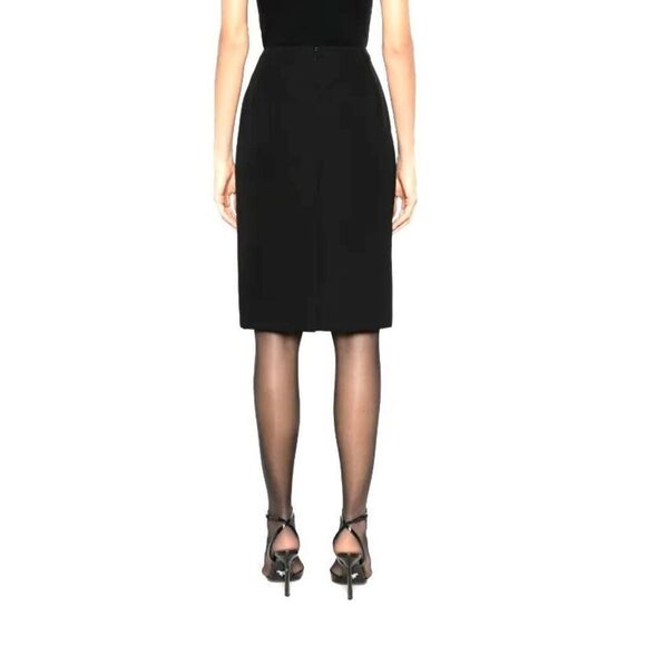 Gianni Versace Pencil Midi Skirt Size 8-10 Women's Black Solid Classic Back Zipp - Picture 13 of 13